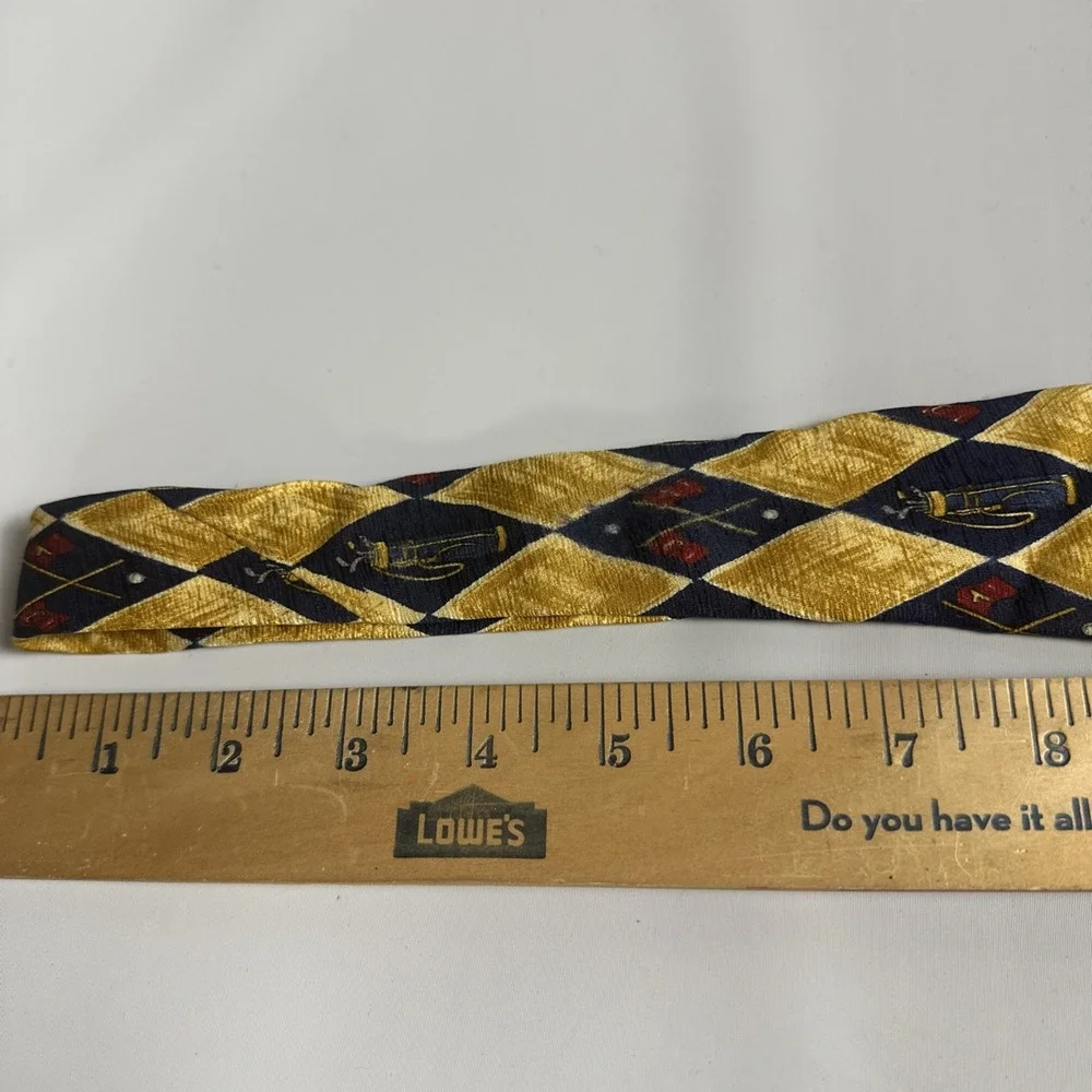 Vintage Jack Nicklaus Golf Novelty Silk Tie Argyle Country Club Preppy Golfer